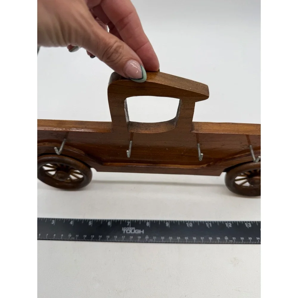 Vintage Wooden Antique Truck Wall Key Rack 5 Hook Entryway Organizer